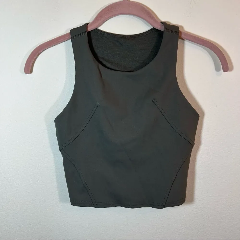 Lululemon‎ Athletica Invigorate Training Tank Top with Bra Olive Green 2
